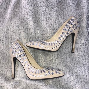 Liliana Rhinestone Nude Pointed Toe Pumps